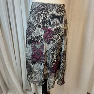 2/$30 Fashion Bug Black‎ White Purple Paisley Print Midi Skirt Womens Plus Sz 16